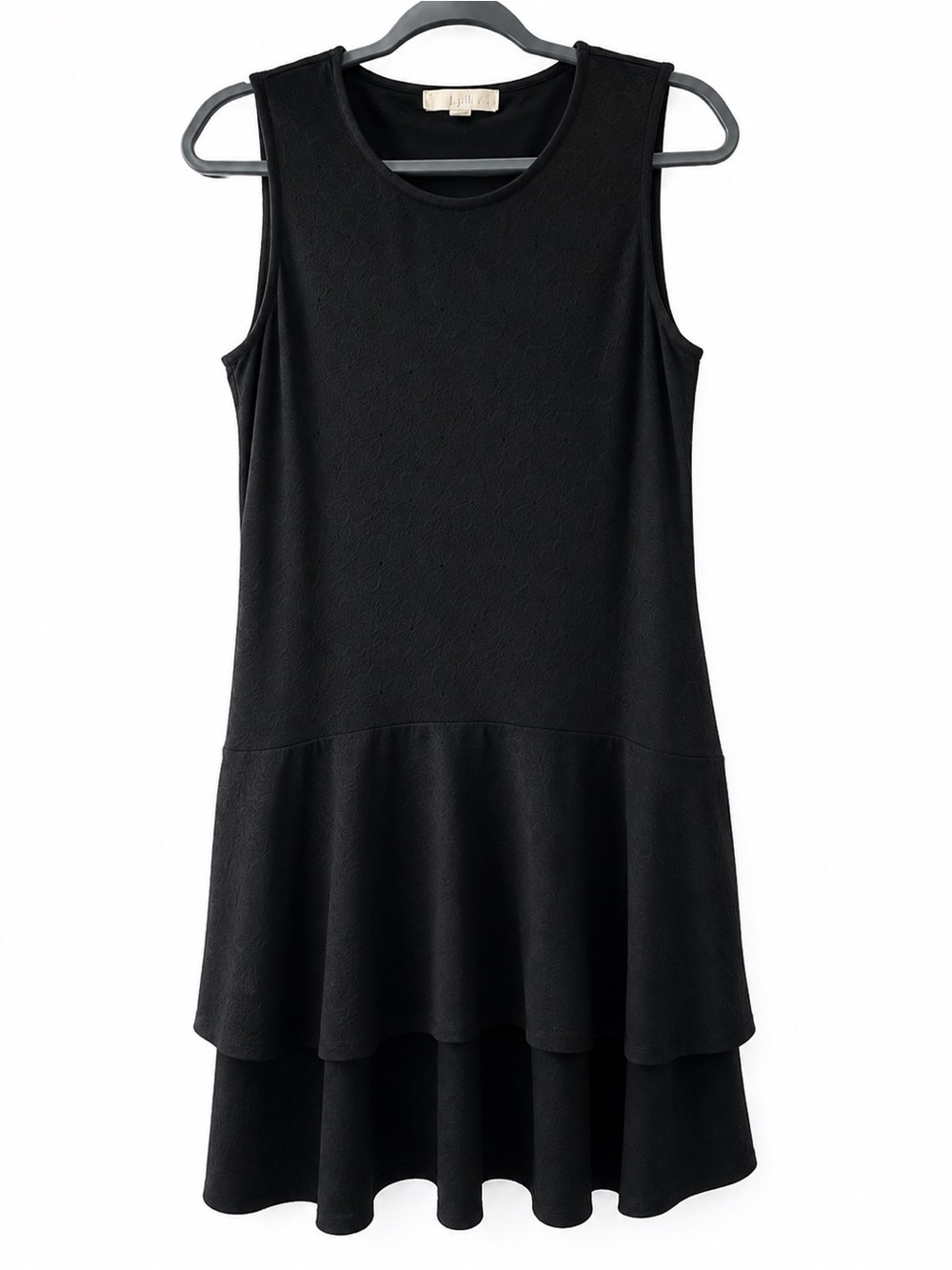 Michael Kors Black Lace Tiered Ruffle Dress Size Large L Sleeveless
